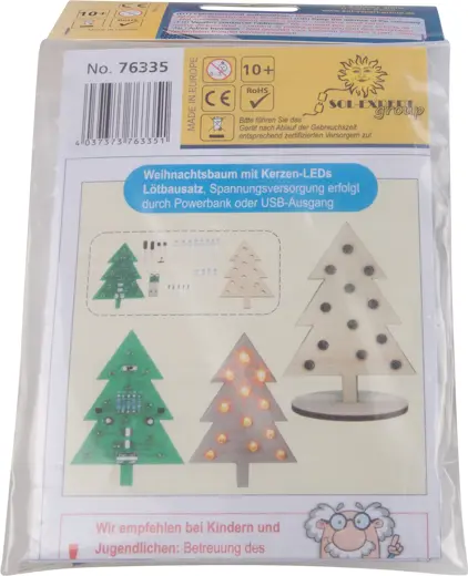 Christmas tree with flicker LEDs, solder kit for USB