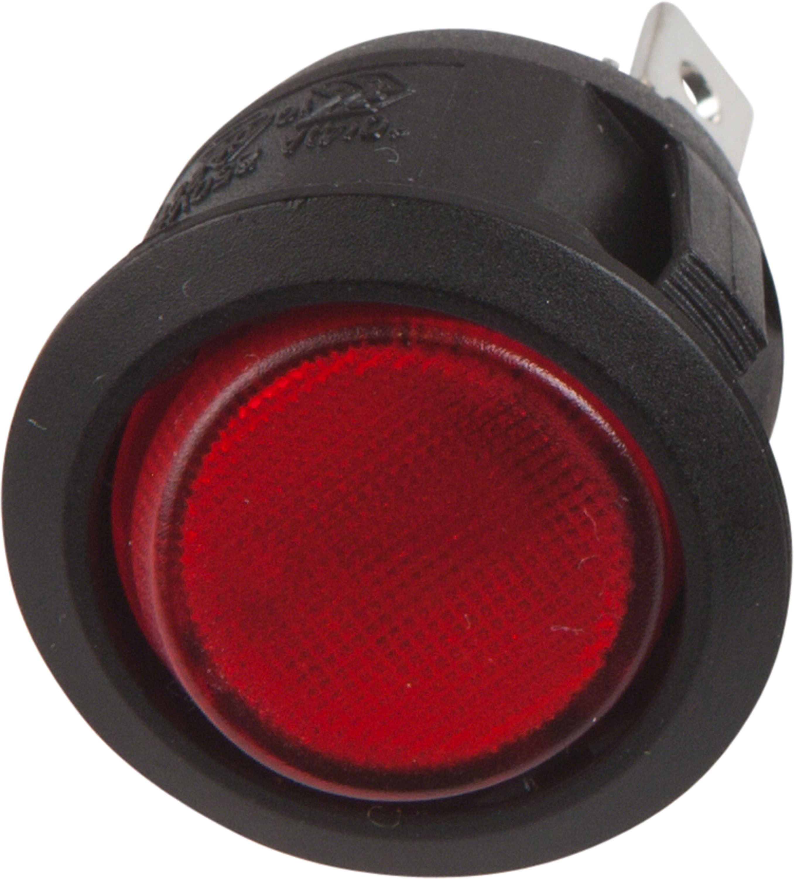 Produktbild von Runder LED-Wippschalter 12V – Rot Beleuchtet, 20 Mm Einbau, 3-polig, 6A (10A Max.) – Für KFZ, Wohnmobil & Co.