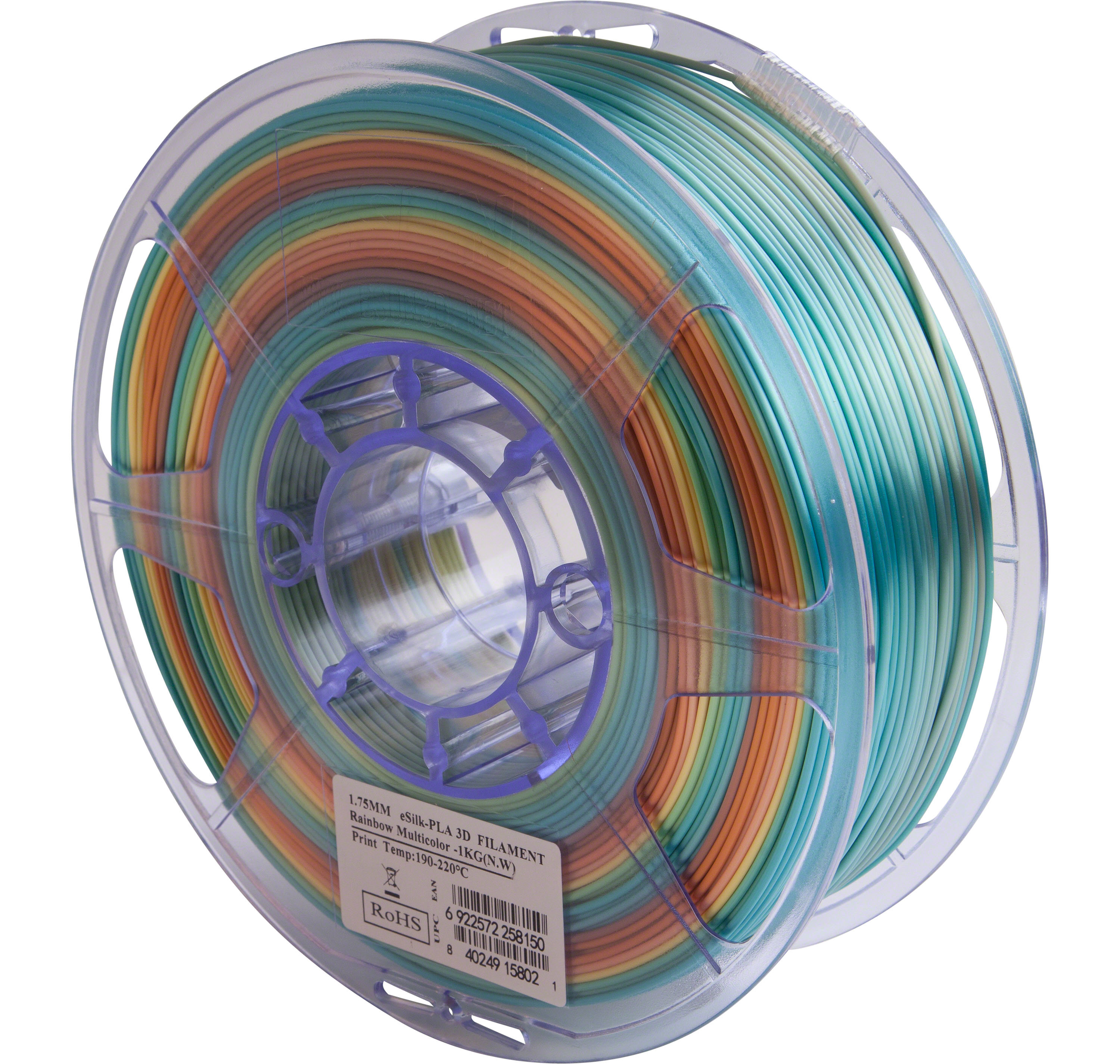 eSUN 3D Printer Silk PLA Rainbow Filament 1.75mm 1KG Multi-color
