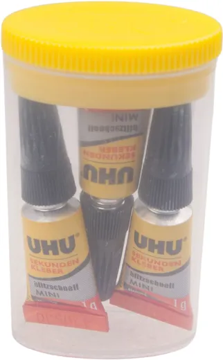 UHU Super Glue Lightning Fast Minis Liquid, 3 x 1 gram